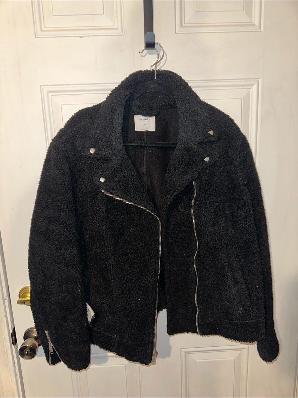 Old Navy Black Faux-Shearling Moto Jacket - Women